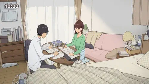 Hitorigurashi no Joshidaisei no Oheya, Tomodachi to Ichinichi Shuuchuu shite Benkyoukai shiyou to Kimeta Hi (Preparing For Exam With My Friend) / Подготовка к экзаменам с другом
